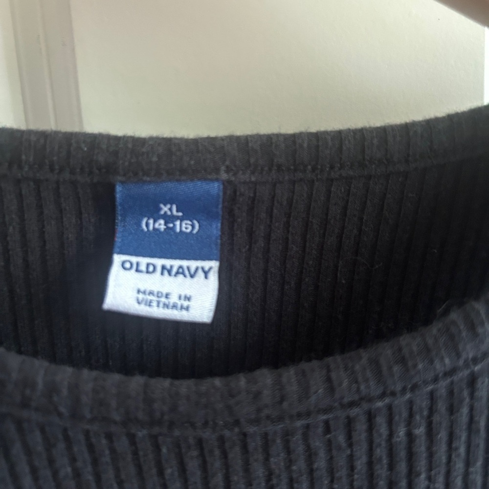 EUC barely worn Old Navy rib knit side cinch tie tank girls 14/16 black - Picture 6 of 6
